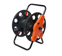 Milageto Carrete para manguera de jardín: resistente, versátil, compacto e industrial, ideal para riego de césped, patio y exteriores.
