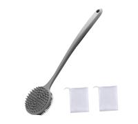 Milageto Cepillo de ducha, exfoliante de espalda, espuma abundante, accesorio de baño ligero, con 2 bolas de espuma, cepillo corporal, Gris