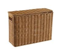 Milageto Cesta de almacenamiento estrecha y alta, cesta de almacenamiento tejida con tapa, cesta de almacenamiento decorativa liviana con asa para ropa de, S