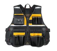 Milageto Chaleco de herramientas con bolsillos Chaleco de construcción reflectante Bolsa de herramientas de pesca Universal Ligero Cómodo Desgaste Chaleco de, AMARILLO
