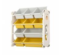 Milageto Children Storage Shelf Estantería Infantil Organizador de Juguetes Estante para Libros Mueble Almacenaje con Cubetas Inclinadas Material PE y PP Apto, Amarillo y Gris