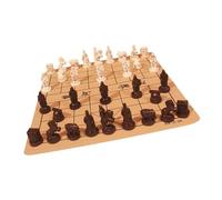 Milageto Chino Ajedrez Educativo Set Tablero PU Cuero Piezas Terracota Resina Caja Madera Diseño Adecuado para Niños Adultos Desarrollo Cerebral Re, s