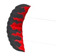 Milageto Cometa de paracaídas de Dos Hilos de 2 m con Carrete, fácil de Volar, línea de 30 m para Juegos y Actividades al Libre, Rojo Negro