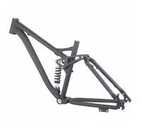 Milageto Cuadro de Bicicleta de Montaña Cuadro Marco Bastidor Armazón de Aleación de Aluminio Resistente con Diseño de Cuatro, Negro Mate, con Amortiguador De 1000 Libras