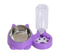 Milageto Cuenco para Perros con Botella de Agua automática, práctico Juego de Cuencos de Agua y Comida para Perros pequeños, medianos y Cachorros, Violeta
