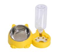 Milageto Cuenco para Perros con Botella de Agua automática, práctico Juego de Cuencos de Agua y Comida para Perros pequeños, medianos y Cachorros, Amarillo