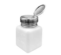 Milageto Dispensador de alcohol con pulsador, contenedor cosmético, botella con bomba recargable portátil para salón personal, quitaesmalte, 120ml