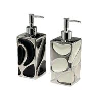 Milageto Dispensador de Jabón Cerámico Botella Dosificadora Bote Reutilizable Envase Recargable con Bomba Presionable y Precisa Diseño Cuadrado Actual Adecuado, Grande
