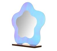 Milageto Espejo de maquillaje, espejo de tocador de escritorio, decoración acrílica con soporte de, cosmético para dormitorio, sala de, 27x27cm Flor