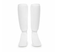 Milageto Espinillera con Pie Transpirable Espinillera Punto Ajustada Espinilleras con Ventilación para Lucha, Gimnasio, Array, Blanco Modelo Clásico, S