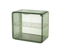Milageto Estante Acrílico para Drenaje de Vasos con Paneles Laterales Acanalados Soporte de Drenaje Organizador de Tazas y Estantería de Doble Nivel Adecuado, Grande, Verde Oscuro