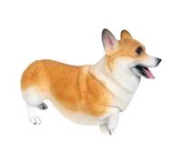 Milageto Estatua de Perro Corgi Escultura Mini Figura de Cachorro Adorno Decorativo Juguete Material PP Tacto Cómodo Adecuado para Coche, Amarillo