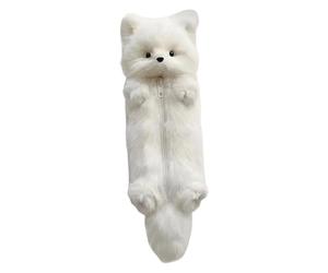 Milageto Estuche para lápices, bolsa de almacenamiento, regalos, gran capacidad, adorable organizador de papelería, organizador con cierre de cremallera, Blanco