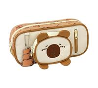 Milageto Estuche para lápices, estuche para bolígrafos, bolsa de maquillaje, útiles escolares, bolsa de papelería suave y portátil, para bolígrafos para, Marrón Claro