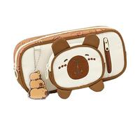 Milageto Estuche para lápices, estuche para bolígrafos, bolsa de maquillaje, útiles escolares, bolsa de papelería suave y portátil, para bolígrafos para, MarrÓn