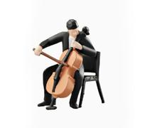 Milageto Figura en Miniatura de Resina Muñeco Personaje Accesorio con Violonchelista Sentado para Escena Detallada y Enfoque Visual Adecuada para Dioramas