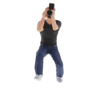 Milageto Figura Fotógrafo Miniatura HO 1/87 Muñeco Modelo Personaje Diorama Accesorio Escena Resina Pintada a Mano Adecuada para Maquetas de Trenes Paisajes, Mitad Negra Nada
