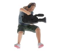 Milageto Figura Fotógrafo Miniatura HO 1/87 Muñeco Modelo Personaje Diorama Accesorio Escena Resina Pintada a Mano Adecuada para Maquetas de Trenes Paisajes, Gris Oscuro Medio en Cuclillas