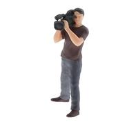 Milageto Figura Fotógrafo Miniatura HO 1/87 Muñeco Modelo Personaje Diorama Accesorio Escena Resina Pintada a Mano Adecuada para Maquetas de Trenes Paisajes, Marrón Soporte