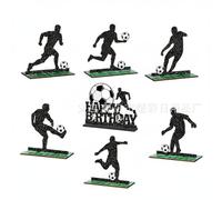 Milageto Figurita de Escritorio Fútbol Adorno de Mesa Estatuilla Madera Acción Base Resistente Montaje Sencillo Adecuada para Cumpleaños Deportivos Mesa Buffet Sala de Juegos