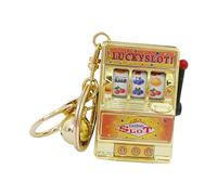 Milageto Fruit Machine Llavero Colgante Mini Slot Máquina Arcade Juguete Charm Portátil con Carrete Giratorio Y Material Cómodo Adecuado para Adolescentes, Oro