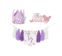 Milageto Guirnalda de borlas de Hilo para Trona de Medio cumpleaños, decoración Creativa de Fondo Bohemio para Regalo, guardería, celebración, Dormitorio, con Sombrero Y Tapón
