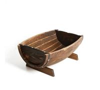 Milageto Jardinera Rústica de Madera Barril Exterior Macetero Tiestos Contenedor Hecho de Madera con Estilo Granja y Pies de Soporte Adecuada para Patio Jardín, Grande 46 32.5 18cm