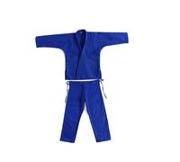 Milageto Judo Gi Traje de Aikido Uniforme de Karate Ropa de Entrenamiento Doble Costura en Algodón Transpirable Adecuado para Sparring Y Entrenamiento Diario, Azul 155cm