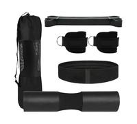 Milageto Juego de 2 Almohadillas para Sentadillas con Barra, Correas de Tobillo para Gimnasio, Soporte de cojín, Almohadillas portátiles para Cuello y Hombros, Negro