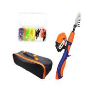 Milageto Juego de caña de Pescar para niños, Herramientas de Pesca, Juego de iniciación telescópico portátil con Caja de Aparejos y Bolsa de Transporte para, Naranja