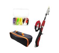 Milageto Juego de caña de Pescar para niños, Herramientas de Pesca, Juego de iniciación telescópico portátil con Caja de Aparejos y Bolsa de Transporte para, Rojo