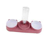 Milageto Juego de Cuencos 3 en 1 para Gatos, Cuencos elevados con Bebedero automático, Plato Elevado para Gatos, Cuenco para Comida húmeda y Seca para, Rosa