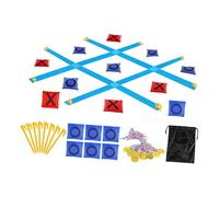 Milageto Juego de para Exteriores, Ideal para el jardín o el Patio. Medidas: 120 x 120 cm. Incluye Saco de Juguete para reuniones y, Tres en Raya Azul