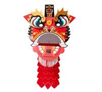 Milageto Juguete Danza del León Chino Manualidad DIY Decoración Tradicional Artesanía año del Dragón Material de Papel Adecuado para Niños Regalo Decoración, Rojo