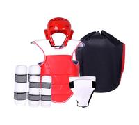 Milageto Karate Equipo de Protección Set Práctico con Casco de Boxeo Guantes Acolchados Espinilleras Largas Y Peto Grueso en EVA PU Adecuado para Adultos Niños, XXL