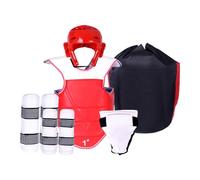 Milageto Karate Equipo de Protección Set Práctico con Casco de Boxeo Guantes Acolchados Espinilleras Largas Y Peto Grueso en EVA PU Adecuado para Adultos Niños, s