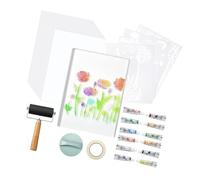 Milageto Kit Completo Placa de Impresión en Papeles Acrílicos Plantillas Y Rodillo Reutilizable para Manualidades Artísticas Decoración Y de T, Style B, Individual