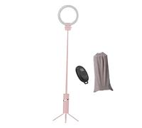 Milageto LED Trípode Soporte Luz Anillo Selfie Regulable Trípode Metálico Extensible Soporte Móvil Multifunción Función Plegable Y Bolsa de Almacena, Rosado
