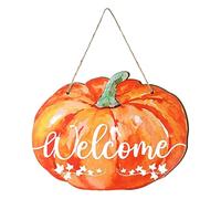 Milageto Letrero de Bienvenida Colgante de Calabaza de Madera, decoración de Acción de, Regalo Festivo de 30 x 23 cm para Accesorios de jardín