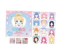 Milageto Libro de Pegatinas de Cara Colorido con 12 páginas de Cara Pegatinas de Maquillaje Creatividad Divertida Vestir Princesa muñeca Pegatina, Princesa