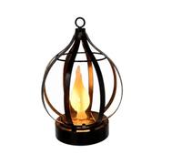 Milageto Linterna Colgante Solar Metal con Anilla Colgado Resistente Al Agua Lámpara Solar Llama Impermeable Lámpara Exterior con Cuerpo Jaula, Negro