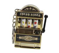 Milageto Llavero Máquina Tragamonedas Colgante Mini Juego Arcade Juguete Divertido Accesorio Portátil con Palanca Fácil de Usar Tacto Cómodo Y Adecuad, Oro, Individual