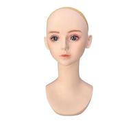 Milageto Mannequin Cabeza Realista Soporte de Peluca PVC Femenina con Orificio para Oreja Visualización de Collares y Gafas Funcionalidad Multipropósito