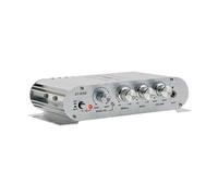 Milageto Mini Amplificador 2.1 Canal con Potente Sonido Estéreo Ajuste de Bajos Y Altos Material de Aleación de Aluminio Fácil de Instalar Adecuado para, Plata