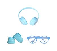 Milageto Mini Botas de Lluvia, Accesorio para muñecas, Elegantes y cómodas, Hechas a Mano con Auriculares, Gafas y Zapatos Cortos para muñecas de 6.69, Azul