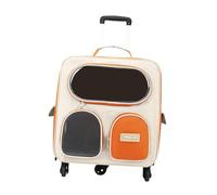 Milageto Mochila transportadora para Gatos con Carrito, portátil, con de Malla Lateral, cómoda, Impermeable, Gran Capacidad, Varilla telescópica, Naranja