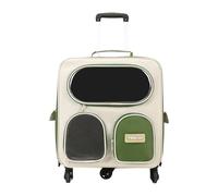 Milageto Mochila transportadora para Gatos con Carrito, portátil, con de Malla Lateral, cómoda, Impermeable, Gran Capacidad, Varilla telescópica, Verde