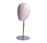 Milageto Modelo de cabeza de maniquí, soporte para sombrero, pantalla de altura ajustable, versátil, imitación de madera, base de Metal para uso Personal y, oro