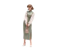 Milageto Modelo Femenino Cheongsam a Escala 1/18 con Cabello Corto, Modelo Realista diminuta para Escena en Miniatura, jardín Hadas y