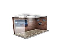 Milageto Modelos a Escala 1/18, Estuche de exposición para Coche, simulación de Garaje, estacionamiento con Luces, Escena de vehículo acrílico, Juguete, Ladrillos Rojos
